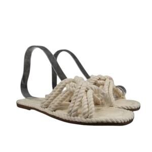 Abound Shoes Womens 5 Sandal Slides Flat Casual Rope Knot Straps White Slip On